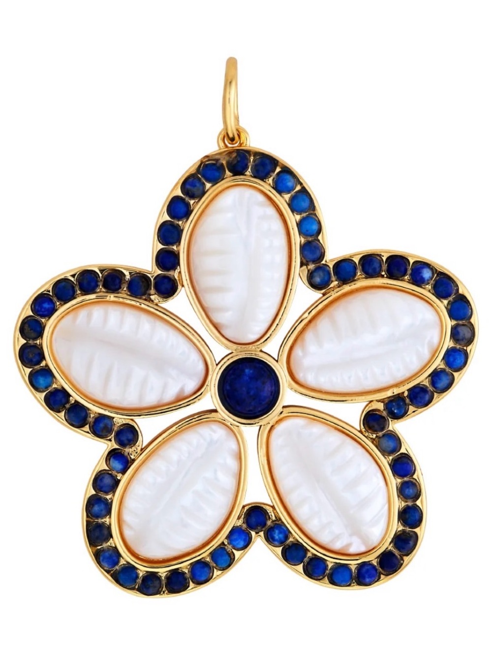 ASHA Puka Shell Pendant lapis and mother of pearl